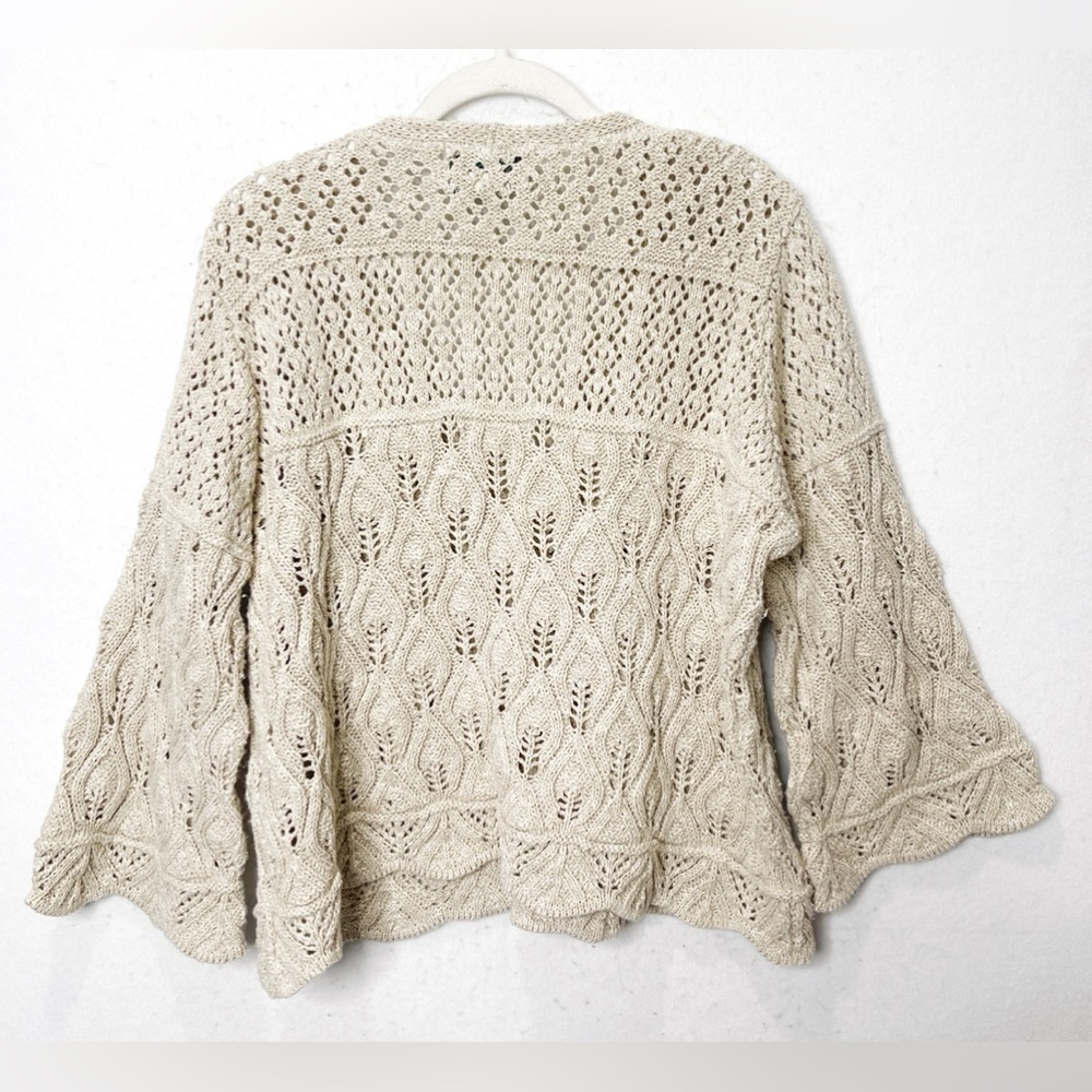 Aran Crafts Ireland Linen Blend Crochet Cardigan Sweater Cottagecore Lagenlook - Picture 2 of 7